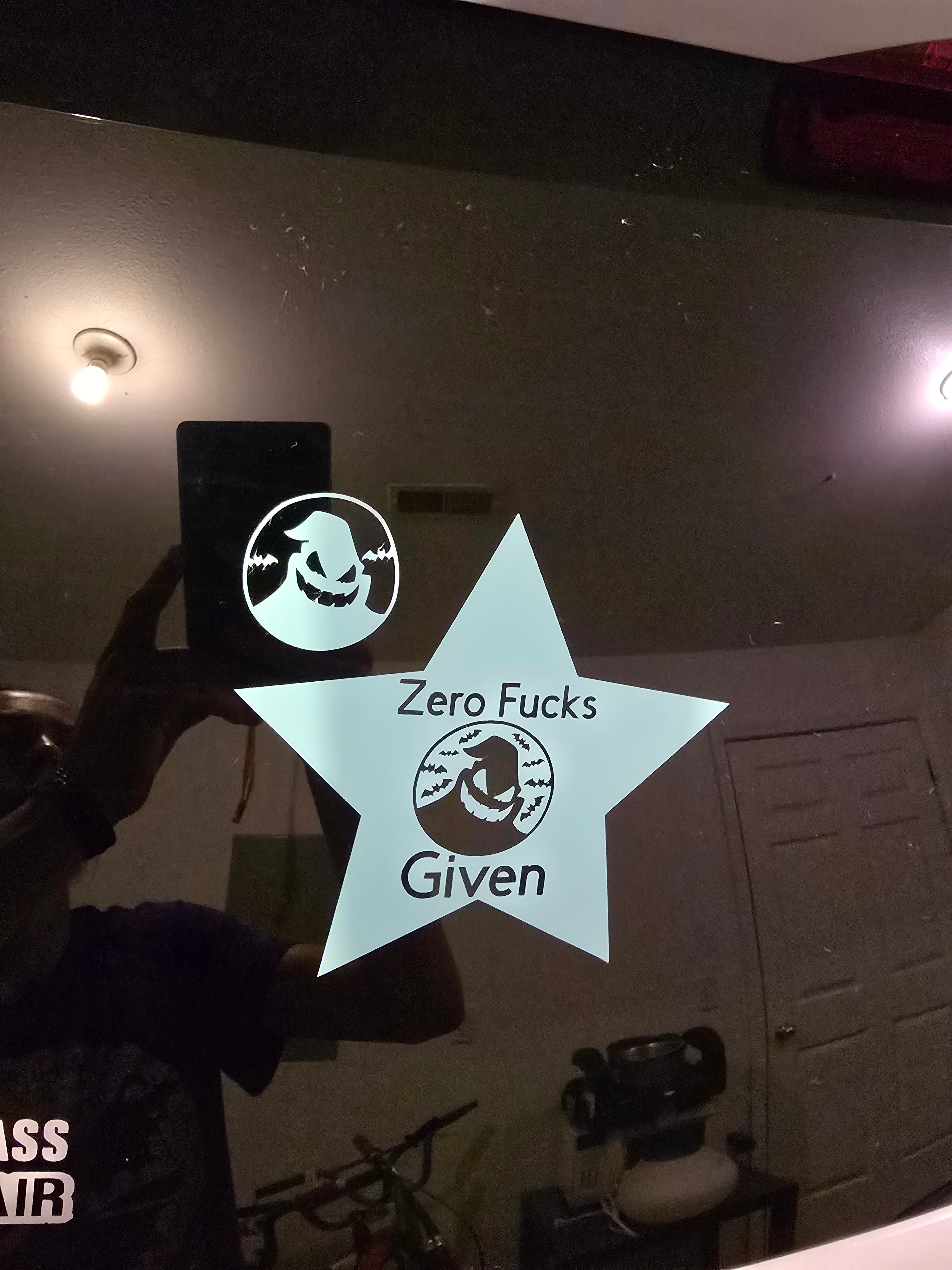 Oogie boogie " zero fucks given " decal